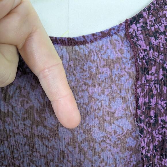 Y2K Cabi Silk Top M Pink Purple Fairy Whimsigoth Vintage Gauze Crinkle Boho - Picture 11 of 11